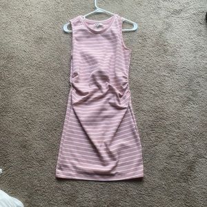 Pink striped maternity dress